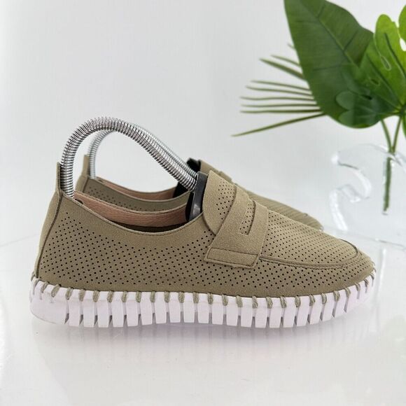 Ilse Jacobsen Womens Tulip Platform Slip On Shoe Size 38 8 Olive Green Loafer - Picture 3 of 14